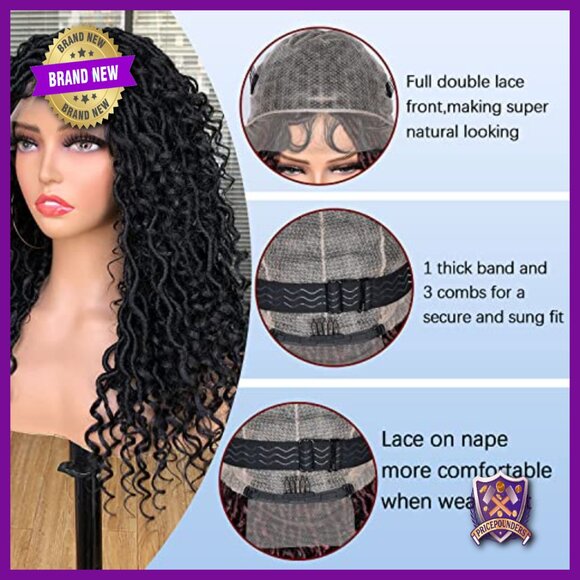 18 Inch Synthetic Faux Locs Wig with Baby Hair Full Lace Front Glueless